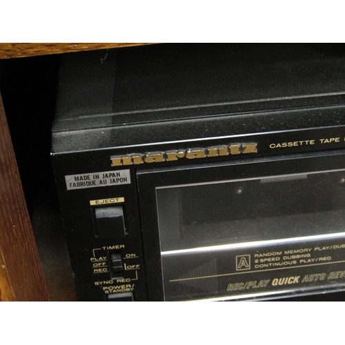 695 - STEREO CABINET AND MARANTZ / MEMOREX STEREO.