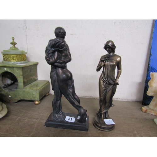 11 - TWO BRONZED FIGURES