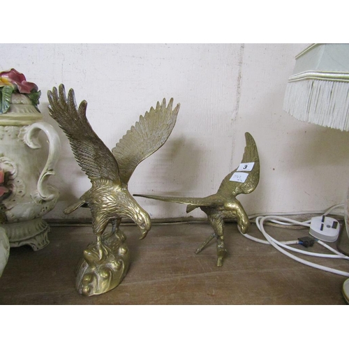 3 - TWO CAST BRASS EAGLES