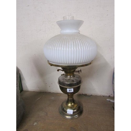 37 - BRASS OIL LAMP AND SHADE