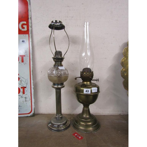 43 - TWO OIL LAMPS TO INCL EARLY 20C SILVER PLATED