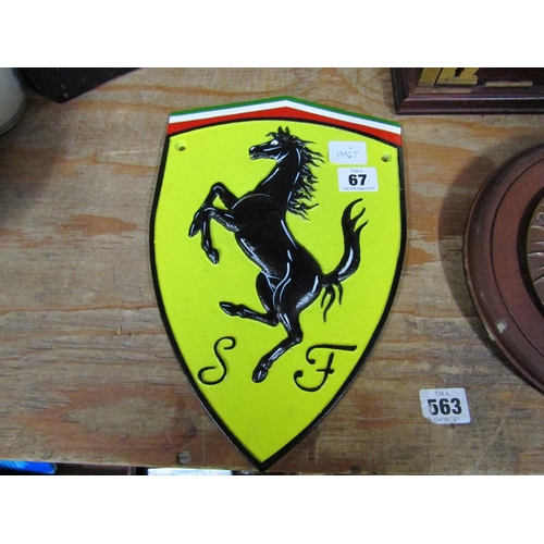 67 - REPRO CAST METAL FERRARI SIGN