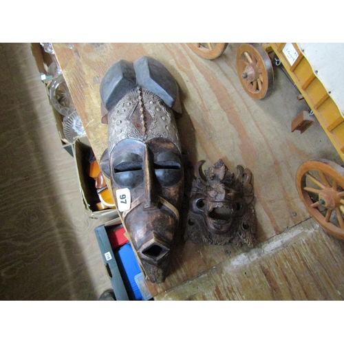 97 - LARGE AFRICAN WOODEN MASK; WOODEN DRAGON MASK