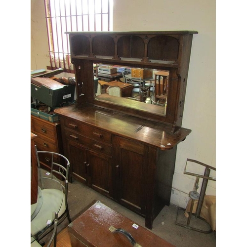 700 - ARTS AND CRAFTS OAK MIRROR BACK SIDEBOARD