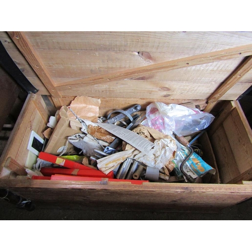 714 - PINE BLANKET CHEST AND CONTENTS