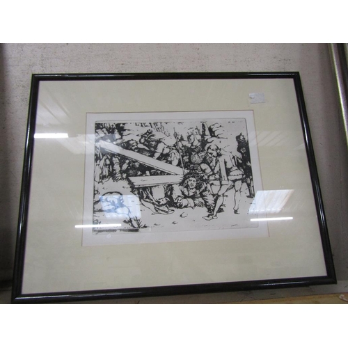 146 - FRAMED ETCHING; MAP OF ENGLAND AND WALES