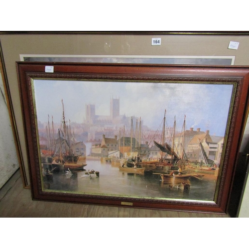 164 - COLLECTION OF FRAMED PRINTS TO INCL HARBOUR SCENE