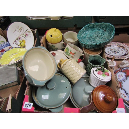 216 - BOX OF MIXED CERAMICS - SOUP BOWLS ETC