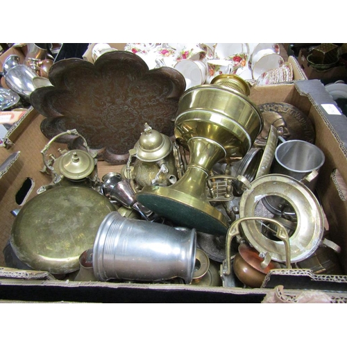 270 - MIXED METALWARE - BRASS, PEWTER ETC