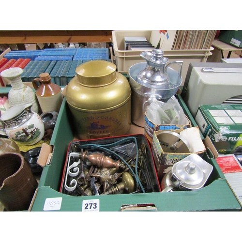 273 - BOX OF MISC MIXED METALWARE