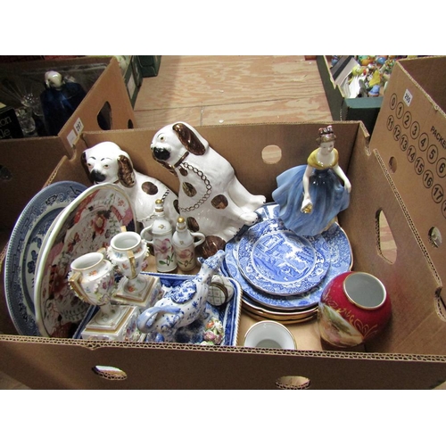 286 - BOX OF CERAMICS - SPODE, B&W, ROYAL DOULTON ETC