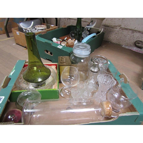 340 - MIXED GLASSWARE - CRYSTAL, COLOURED; CARRIAGE CLOCK