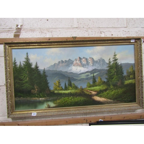 355 - FRAMED OIL - MOUTAINOUS SCENE