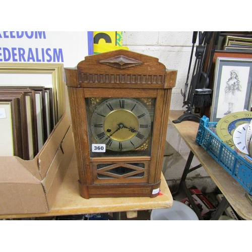 360 - OAK CASED CHIMING CLOCK WITH PENDULUM