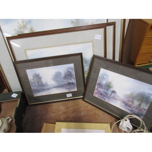 366 - FRAMED WATERCOLOURS AND PRINTS ETC