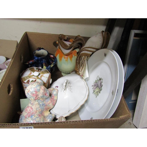 380 - BOX OF MIXED CERAMICS - ART DECO ETC