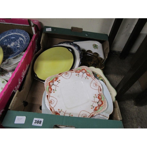 388 - BOX OF MIXED CERAMICS