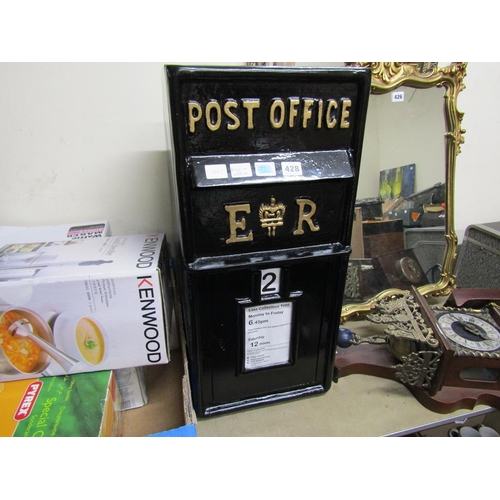 428 - REPLICA BLACK CAST IRON POST BOX WITH KEYS.