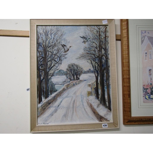 438 - FRAMED OIL ON BOARD - WINTER SCENE