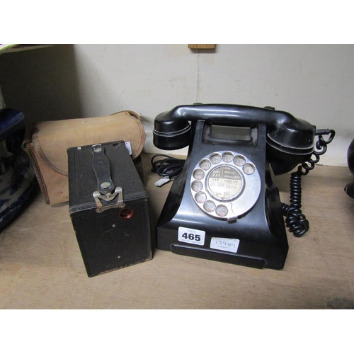 465 - VINTAGE BAKELITE PHONE; CAMERA