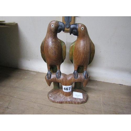 467 - CARVED PARROT FIGURE GROUP