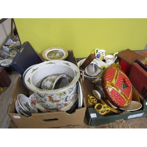 496A - TWO BOXES OF MIXED CHINA ETC TO INCL COLLECTORS PLATES