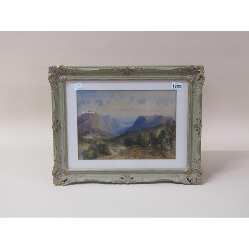 1303 - MARY BENHAM C.1900 - IN THE HIGHLANDS, UNSIGNED WATERCOLOUR, INFORMATION TO REVERSE, F/G, 23CM X 32C... 