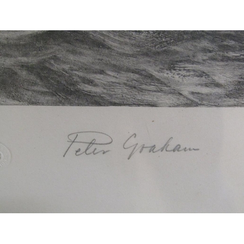 1310 - PETER GRAHAM - THE FOWLER, B&W PRINT, F/G, 90CM X 66CM