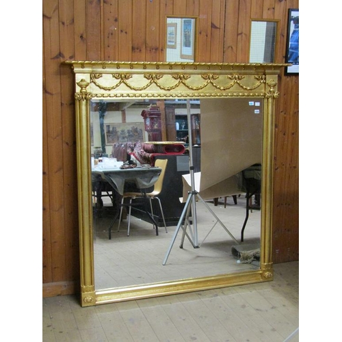 1322 - LARGE REPRO GILT MOULDED WALL MIRROR, 150CM X 150CM