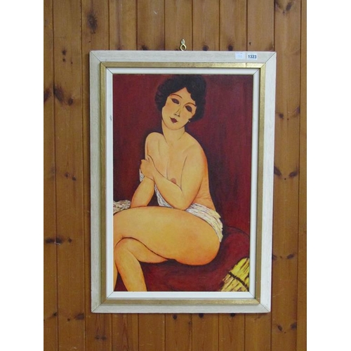 1323 - NAKED LADY - OIL ON BOARD, FRAMED, 70CM X 44CM