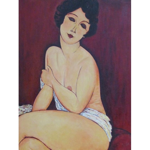 1323 - NAKED LADY - OIL ON BOARD, FRAMED, 70CM X 44CM