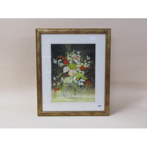 1327 - LILLIAS BLACKIE - GLASS BOWL OF FLOWERS, SIGNED WATERCOLOUR, F/G, 40CM X 30CM