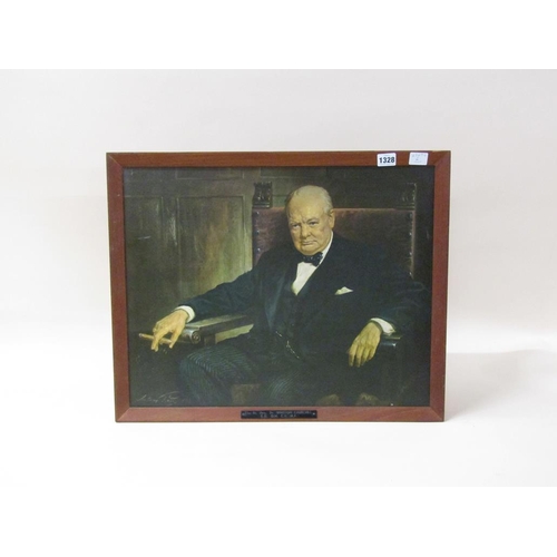 1328 - SIR WINSTON CHURCHILL - FRAMED COLOURED PRINT