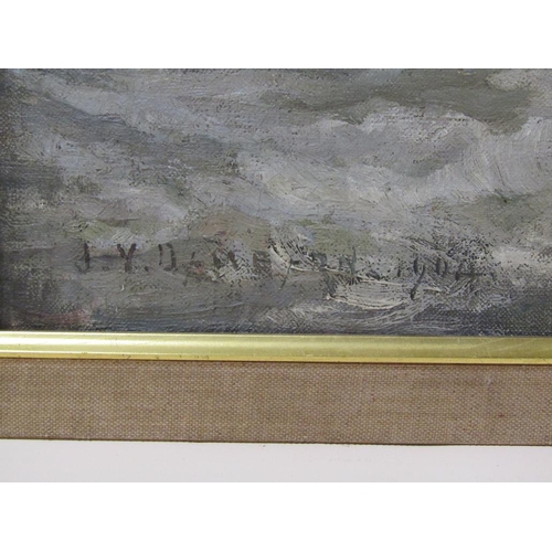 1332 - SIGNED INDISTINCTLY DATED 1904 - SEASCAPE, OIL ON CANVAS, FRAMED, 45CM X 60CM