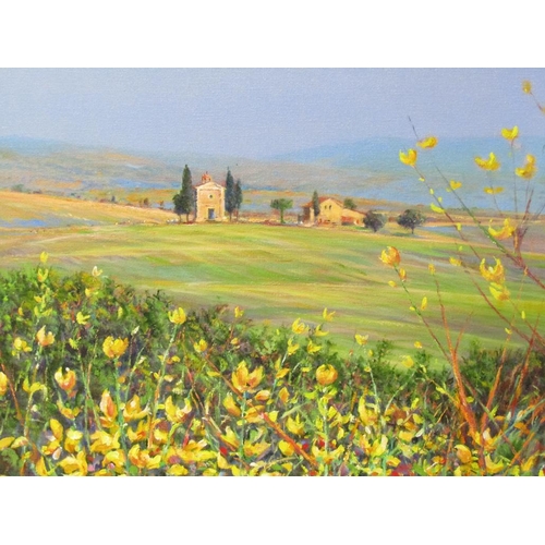 1348 - TED DYER - TUSCANY, OIL ON CANVAS, FRAMED, 60CM X 58CM