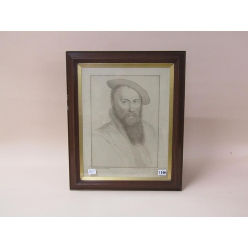 1349 - ORIGINAL DRAWING AFTER HANS HOLBEIN, PORTRAIT OF A GENTLEMAN WITH A BEARD, F/G, B&W, 44CM X 36CM