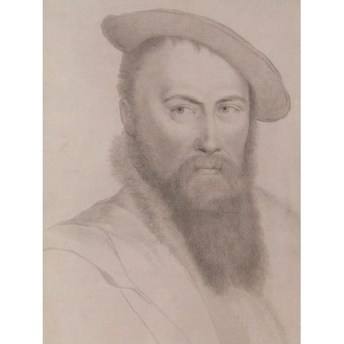 1349 - ORIGINAL DRAWING AFTER HANS HOLBEIN, PORTRAIT OF A GENTLEMAN WITH A BEARD, F/G, B&W, 44CM X 36CM