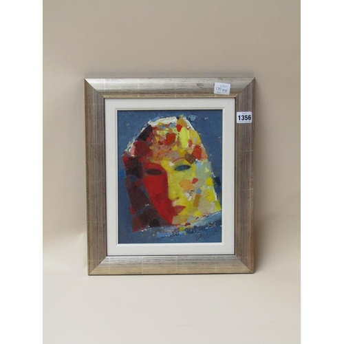 1356 - BAK 2004 - LADIES FACE, OIL ON BOARD, SIGNED, FRAMED, 27CMX 21CM