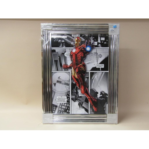 1379 - FRAMED COMIC CARTOON IRONMAN PICTURE, F/G, 70CM X 48CM