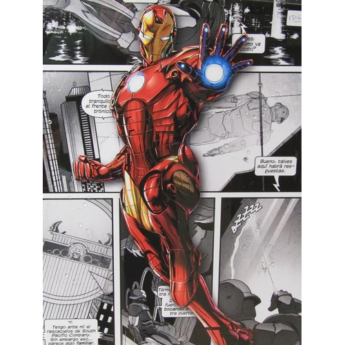 1379 - FRAMED COMIC CARTOON IRONMAN PICTURE, F/G, 70CM X 48CM