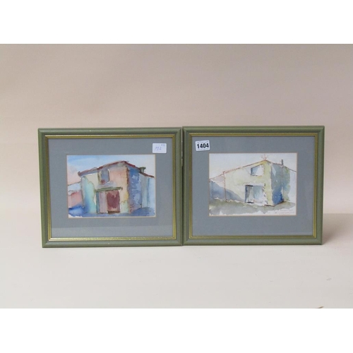 1404 - SIGNED AND TITLED - PAIR OF WATERCOLOURS, BUILDINGS, EACH F/G, 15CM X 20CM