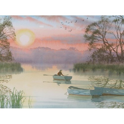 1355 - D HADDON - HE LEADS ME BESIDE STILL WATERS, SIGNED WATERCOLOUR, F/G, 26CM X 34CM