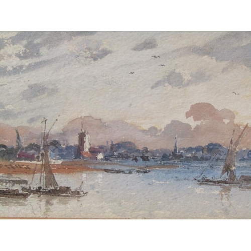 1372 - GORDON LAVERY - PAIR, CHURCH AND VILLAGE AT SUNSET & BOATS ON THE RIVER WITH DISTANT CHURCH, F/G, EA... 