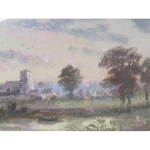 1372 - GORDON LAVERY - PAIR, CHURCH AND VILLAGE AT SUNSET & BOATS ON THE RIVER WITH DISTANT CHURCH, F/G, EA... 