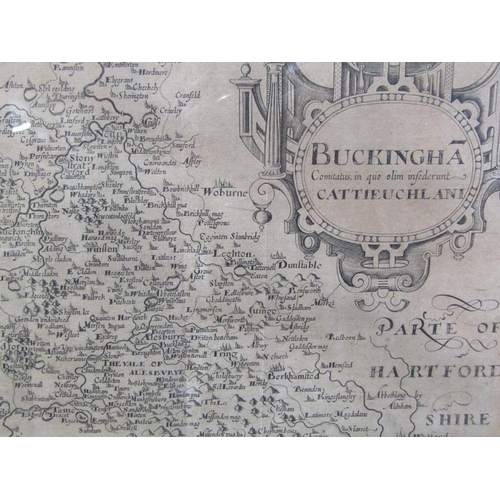 1405 - TWO ANTIQUE MAPS - ROBERT MORDON BUCKINGHAMSHIRE & EARLY BLACK ON WHITE MAP OF BUCKINGHAMSHIRE