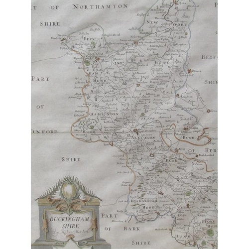 1405 - TWO ANTIQUE MAPS - ROBERT MORDON BUCKINGHAMSHIRE & EARLY BLACK ON WHITE MAP OF BUCKINGHAMSHIRE