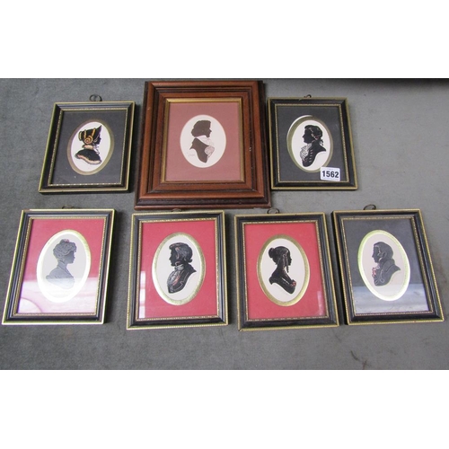 1562 - SEVEN FRAMED AND GLAZED OVAL PORTRAIT MINIATURES