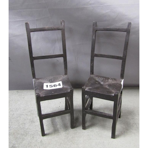 1564 - TWO METAL MINIATURE CHAIRS