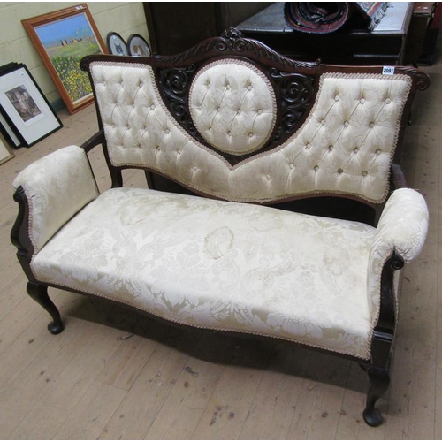 2091 - EDWARDIAN PERIOD UPHOLSTERED TWO SEATER SOFA