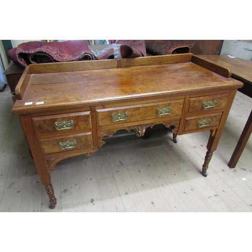 2092 - FIGURE MAHOGANY SIDE TABLE, FITTED ONE CENTRAL AND FOUR SHORT DRAWER, 123CM W, 83CM